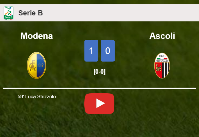 Modena overcomes Ascoli 1-0 with a goal scored by L. Strizzolo. HIGHLIGHTS