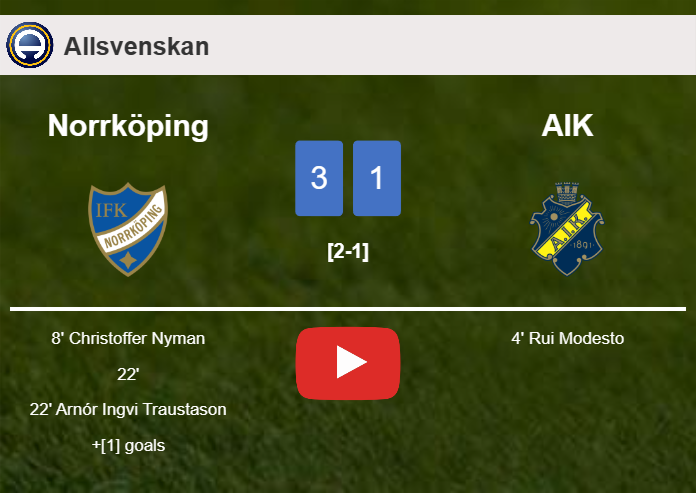 Norrköping beats AIK 3-1 after recovering from a 0-1 deficit. HIGHLIGHTS