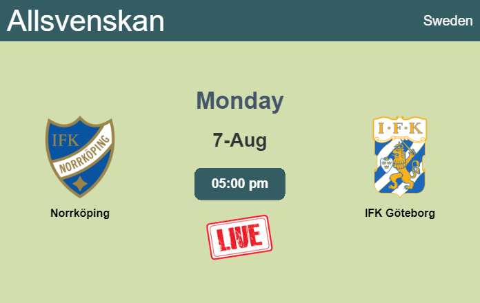 How to watch Norrköping vs. IFK Göteborg on live stream and at what time