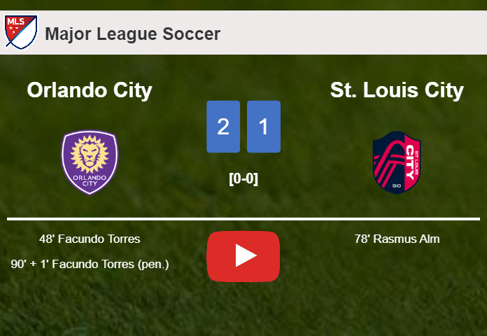 Orlando City prevails over St. Louis City 2-1 with F. Torres scoring 2 goals. HIGHLIGHTS