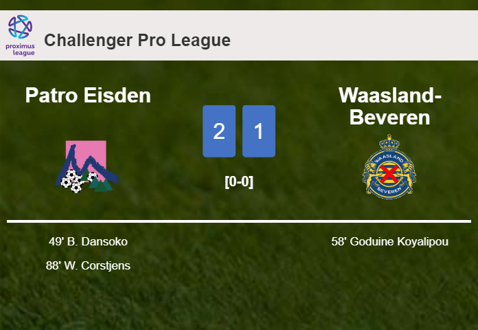 Patro Eisden steals a 2-1 win against Waasland-Beveren