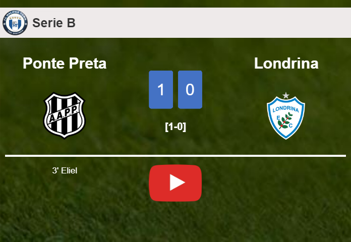 Ponte Preta conquers Londrina 1-0 with a goal scored by Eliel. HIGHLIGHTS