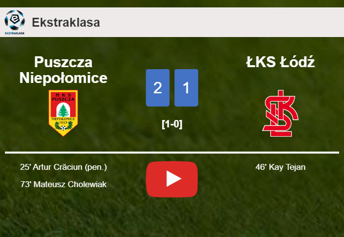 Puszcza Niepołomice defeats ŁKS Łódź 2-1. HIGHLIGHTS