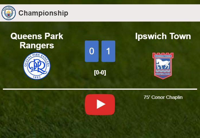 Ipswich Town defeats Queens Park Rangers 1-0 with a goal scored by C. Chaplin. HIGHLIGHTS