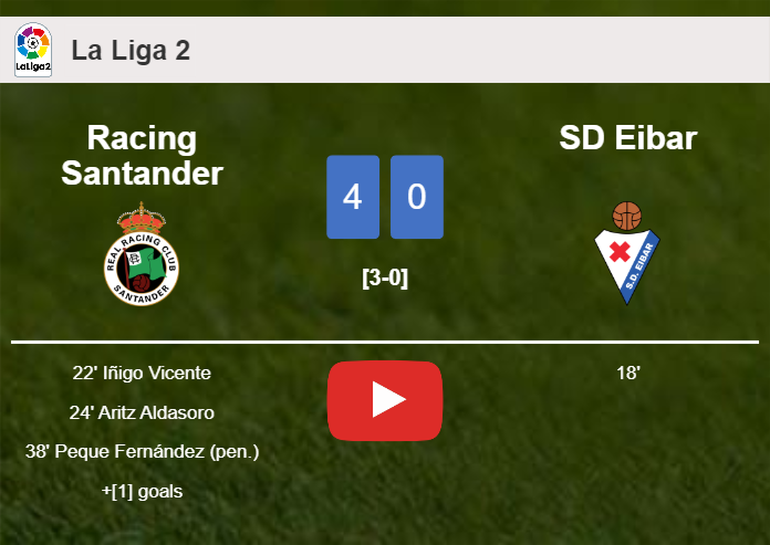 Racing Santander crushes SD Eibar 4-0 after playing a fantastic match. HIGHLIGHTS