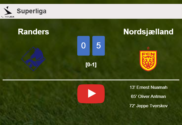 Nordsjælland overcomes Randers 5-0 after playing a incredible match. HIGHLIGHTS