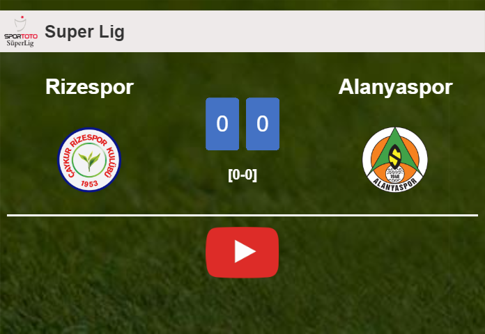 Rizespor draws 0-0 with Alanyaspor on Saturday. HIGHLIGHTS