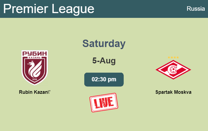 How to watch Rubin Kazan' vs. Spartak Moskva on live stream and at what time