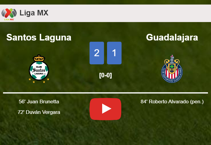 Santos Laguna tops Guadalajara 2-1. HIGHLIGHTS