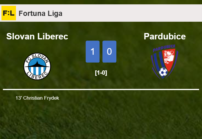 Slovan Liberec defeats Pardubice 1-0 with a goal scored by C. Frydek