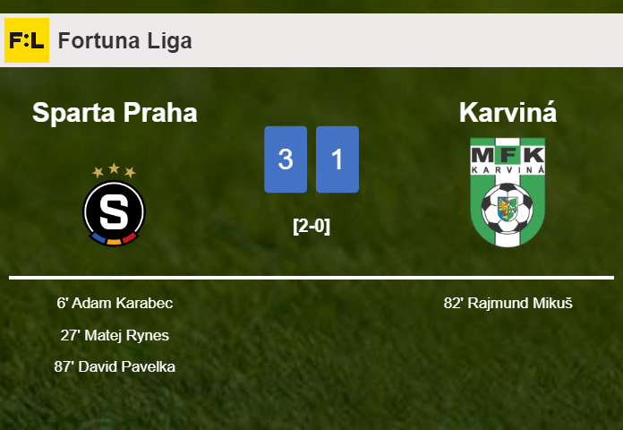 Sparta Praha tops Karviná 3-1