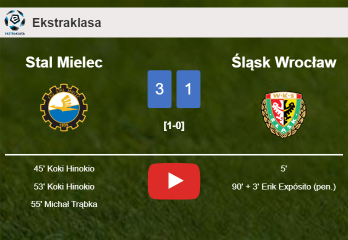 Stal Mielec conquers Śląsk Wrocław 3-1 after recovering from a 0-1 deficit. HIGHLIGHTS