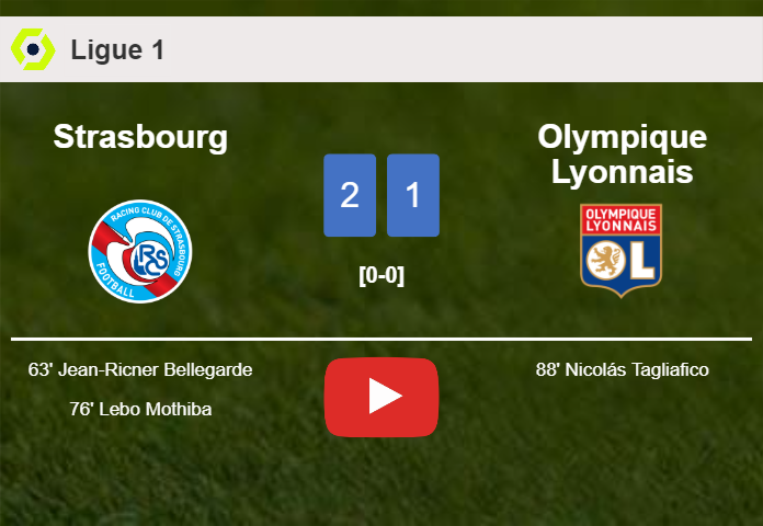 Strasbourg snatches a 2-1 win against Olympique Lyonnais. HIGHLIGHTS