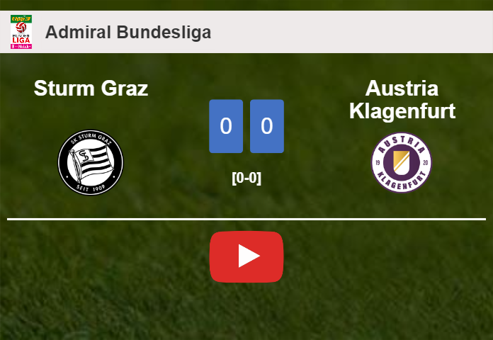 Sturm Graz draws 0-0 with Austria Klagenfurt on Saturday. HIGHLIGHTS