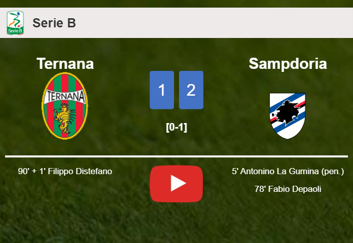 Sampdoria clutches a 2-1 win against Ternana. HIGHLIGHTS - Soccer Tonic