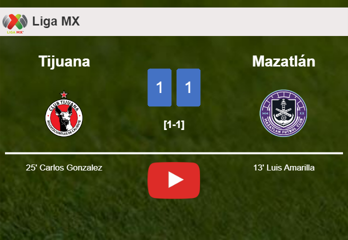 Tijuana and Mazatlán draw 1-1 on Friday. HIGHLIGHTS