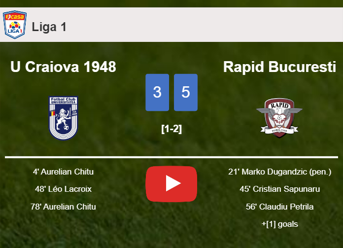 Rapid Bucuresti conquers U Craiova 1948 5-3 after playing a incredible match. HIGHLIGHTS