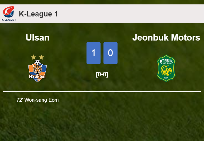 Ulsan overcomes Jeonbuk Motors 1-0 with a goal scored by W. Eom