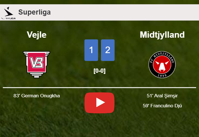 Midtjylland prevails over Vejle 2-1. HIGHLIGHTS