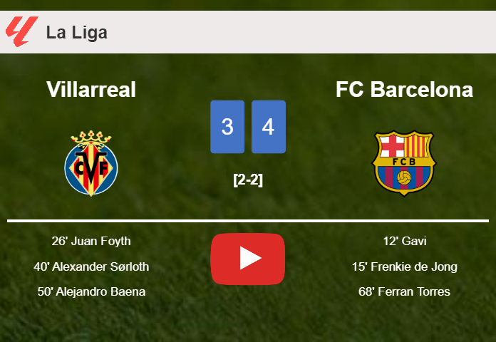 FC Barcelona beats Villarreal 4-3. HIGHLIGHTS