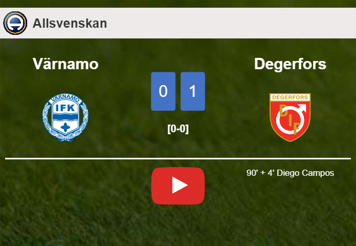 Degerfors conquers Värnamo 1-0 with a late goal scored by D. Campos. HIGHLIGHTS