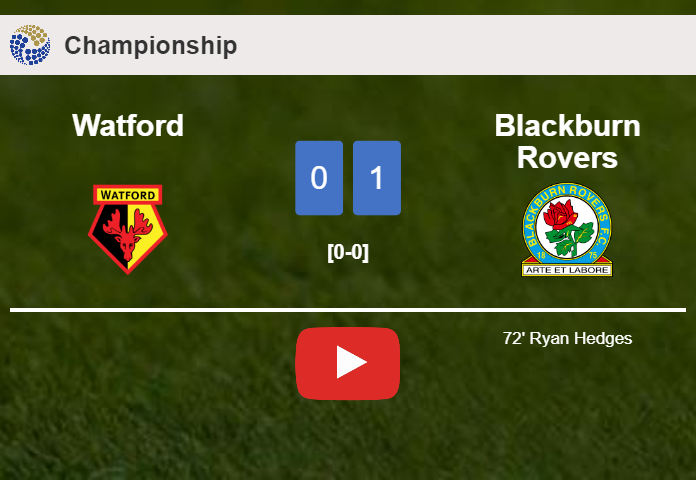 Blackburn Rovers beats Watford 1-0 with a goal scored by R. Hedges. HIGHLIGHTS