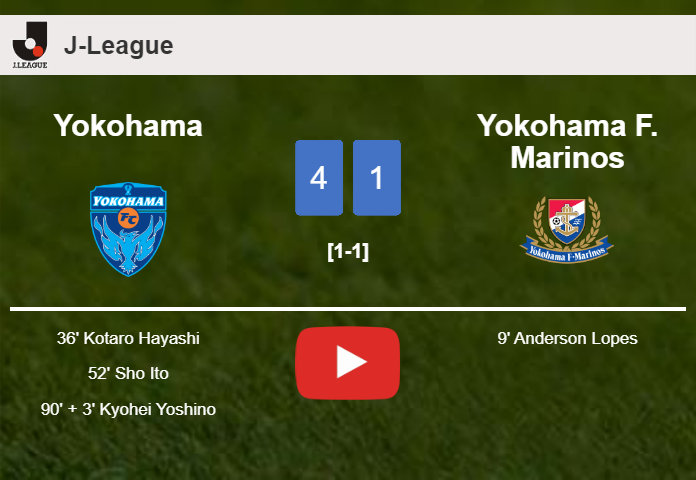 Yokohama crushes Yokohama F. Marinos 4-1 playing a great match. HIGHLIGHTS
