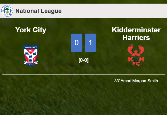 Kidderminster Harriers overcomes York City 1-0 with a goal scored by A. Morgan-Smith