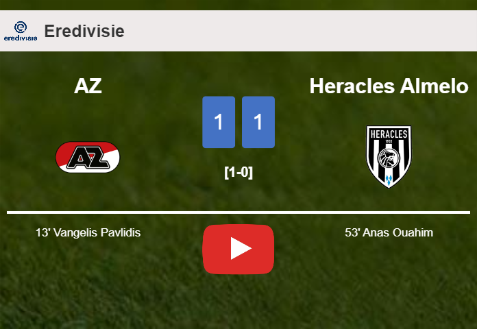 AZ and Heracles Almelo draw 1-1 on Thursday. HIGHLIGHTS