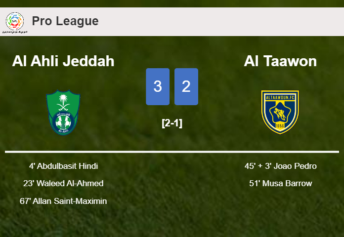 Al Ahli Jeddah beats Al Taawon 3-2