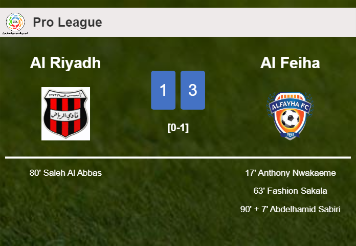 Al Feiha overcomes Al Riyadh 3-1