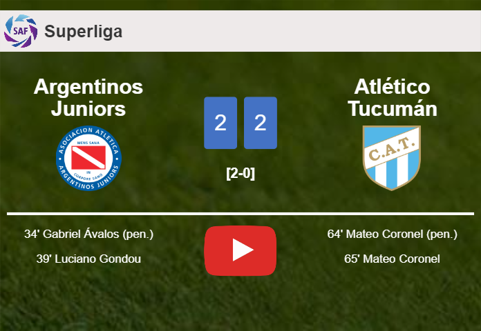 Atlético Tucumán manages to draw 2-2 with Argentinos Juniors after recovering a 0-2 deficit. HIGHLIGHTS