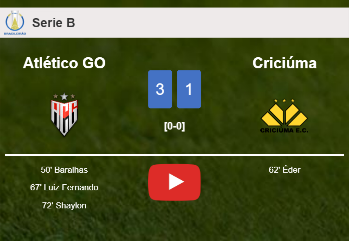 Atlético GO overcomes Criciúma 3-1. HIGHLIGHTS