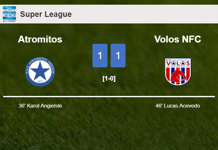 Atromitos and Volos NFC draw 1-1 on Monday