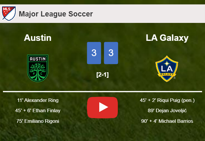 Austin and LA Galaxy draws a exciting match 3-3 on Monday. HIGHLIGHTS