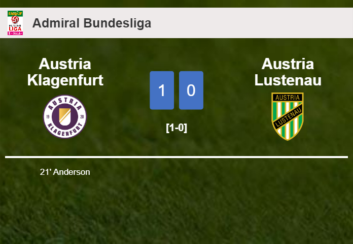 Austria Klagenfurt overcomes Austria Lustenau 1-0 with a late and unfortunate own goal from Anderson