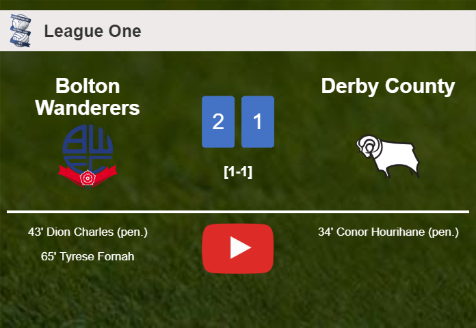 Bolton Wanderers recovers a 0-1 deficit to conquer Derby County 2-1. HIGHLIGHTS