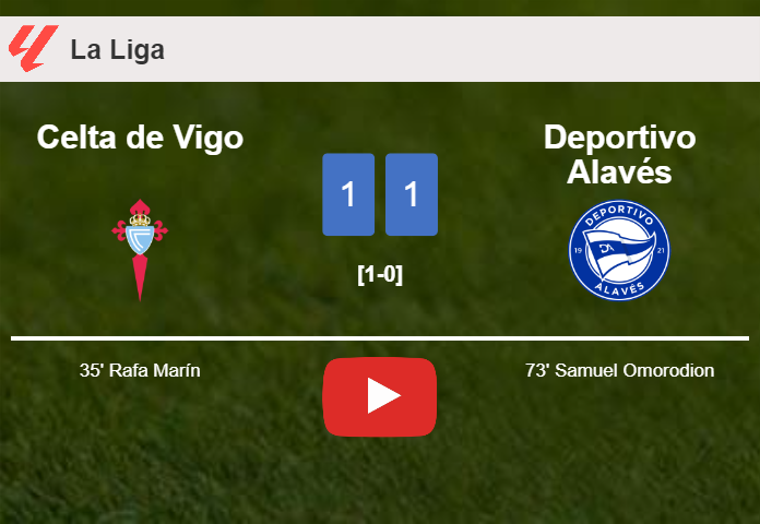 Celta de Vigo and Deportivo Alavés draw 1-1 on Thursday. HIGHLIGHTS