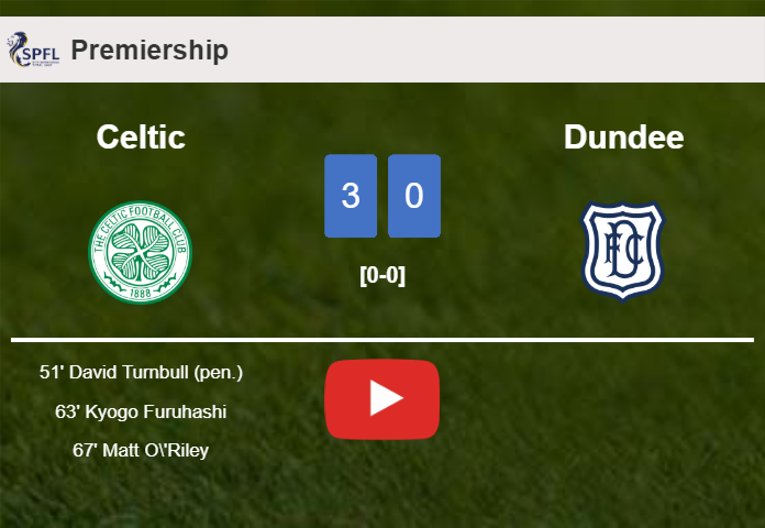 Celtic conquers Dundee 3-0. HIGHLIGHTS