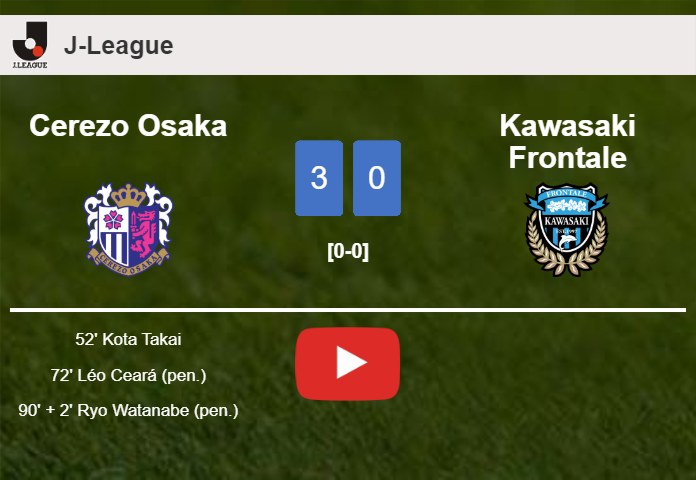 Cerezo Osaka conquers Kawasaki Frontale 3-0. HIGHLIGHTS