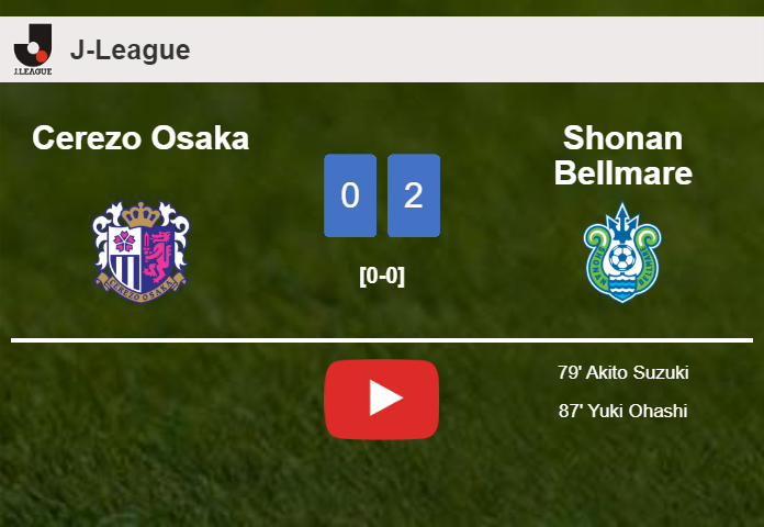 Shonan Bellmare surprises Cerezo Osaka with a 2-0 win. HIGHLIGHTS