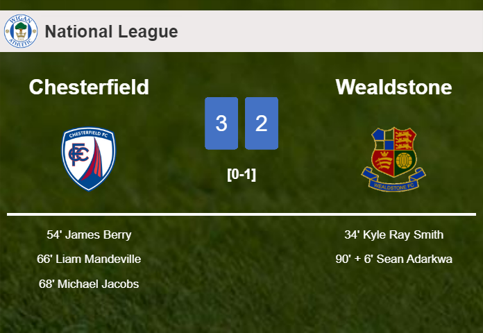 Chesterfield conquers Wealdstone 3-2