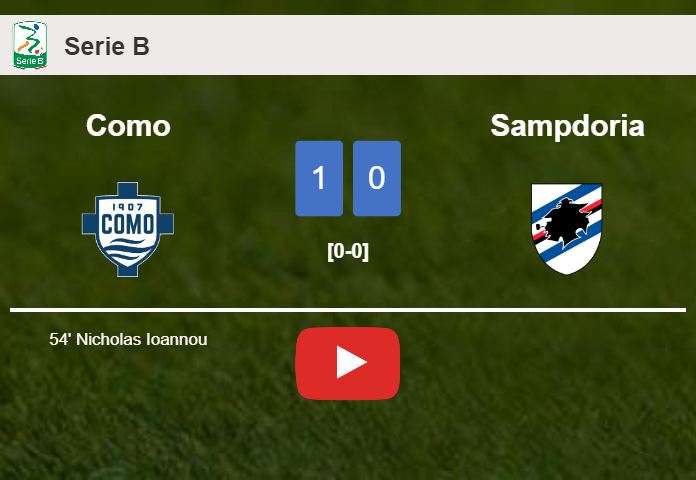 Como overcomes Sampdoria 1-0 with a goal scored by N. Ioannou. HIGHLIGHTS