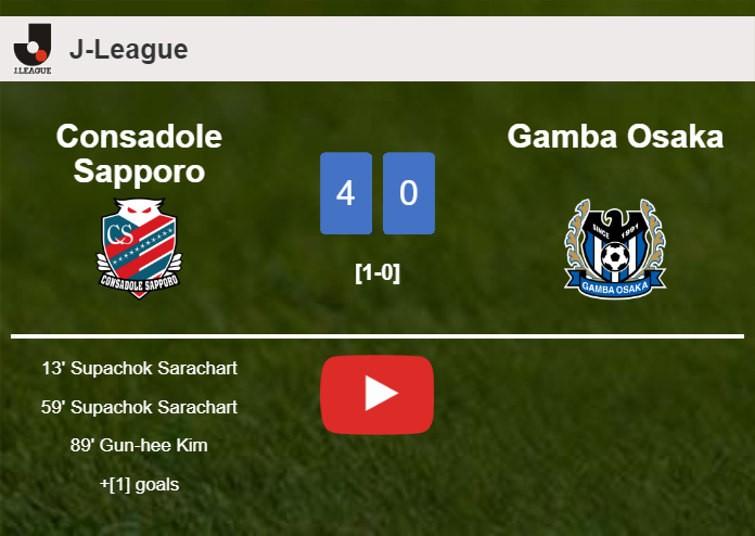 Consadole Sapporo wipes out Gamba Osaka 4-0 with a superb performance. HIGHLIGHTS