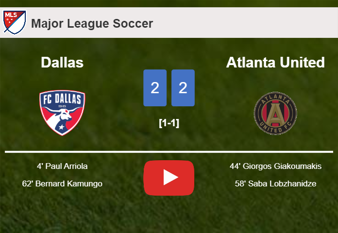 Dallas and Atlanta United draw 2-2 on Saturday. HIGHLIGHTS