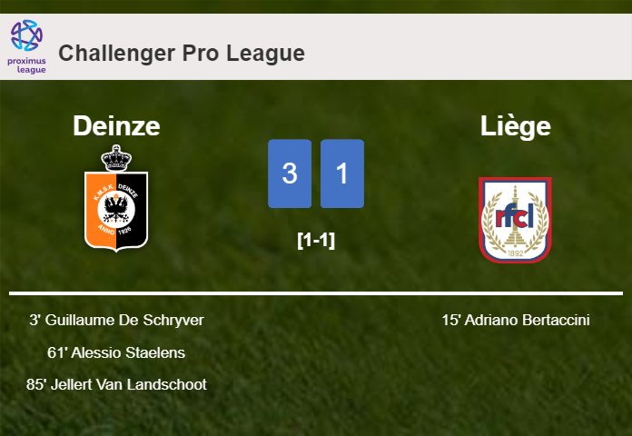 Deinze defeats Liège 3-1