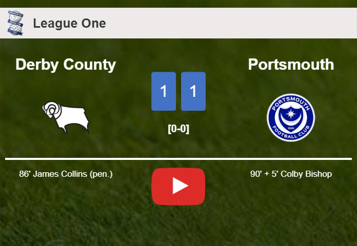 Portsmouth grabs a draw against Derby County. HIGHLIGHTS