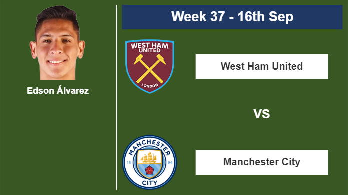 FANTASY PREMIER LEAGUE. Edson Álvarez statistics before the encounter against Manchester City on Saturday 16th of September for the 37th week.