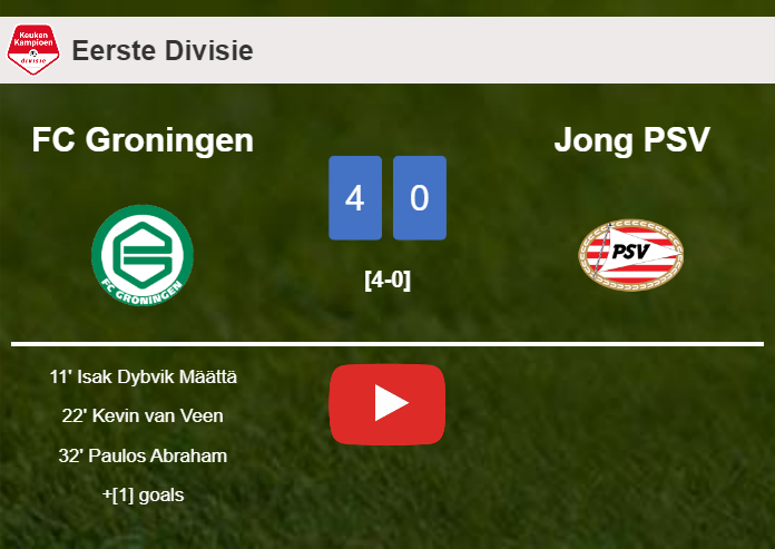 FC Groningen destroys Jong PSV 4-0 with a superb match. HIGHLIGHTS