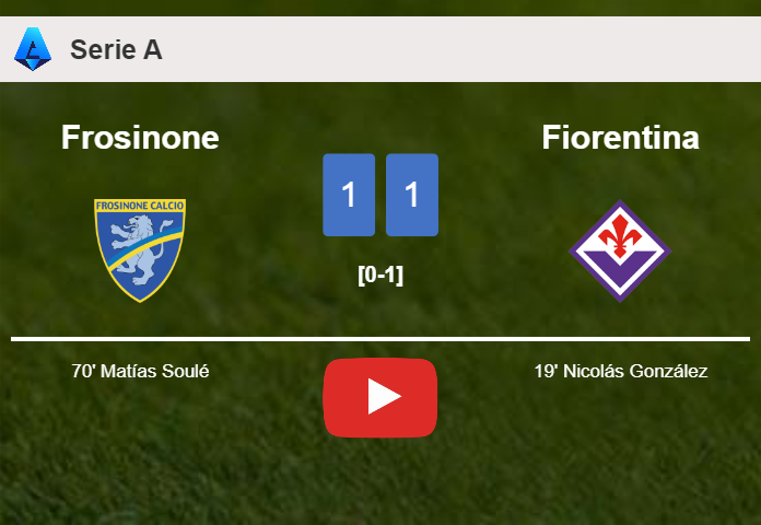 Frosinone and Fiorentina draw 1-1 on Thursday. HIGHLIGHTS